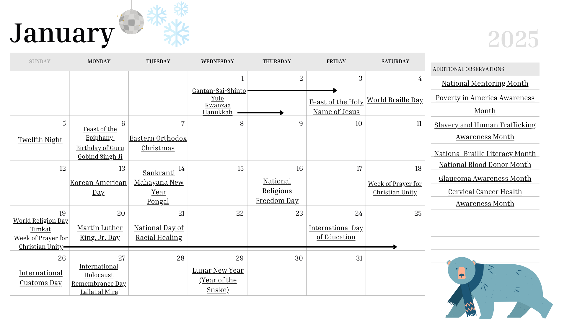 January 2025 Calendar